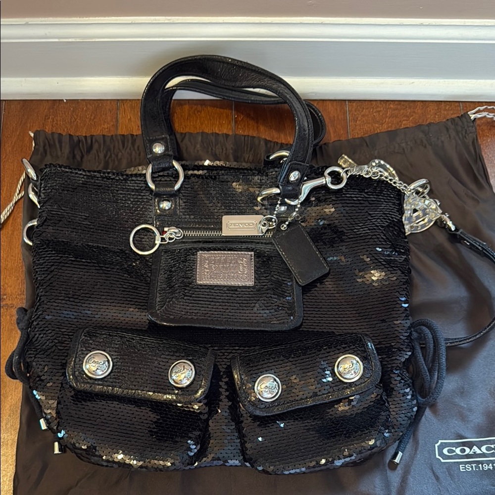 Coach Black Sequin Shoulder Bag